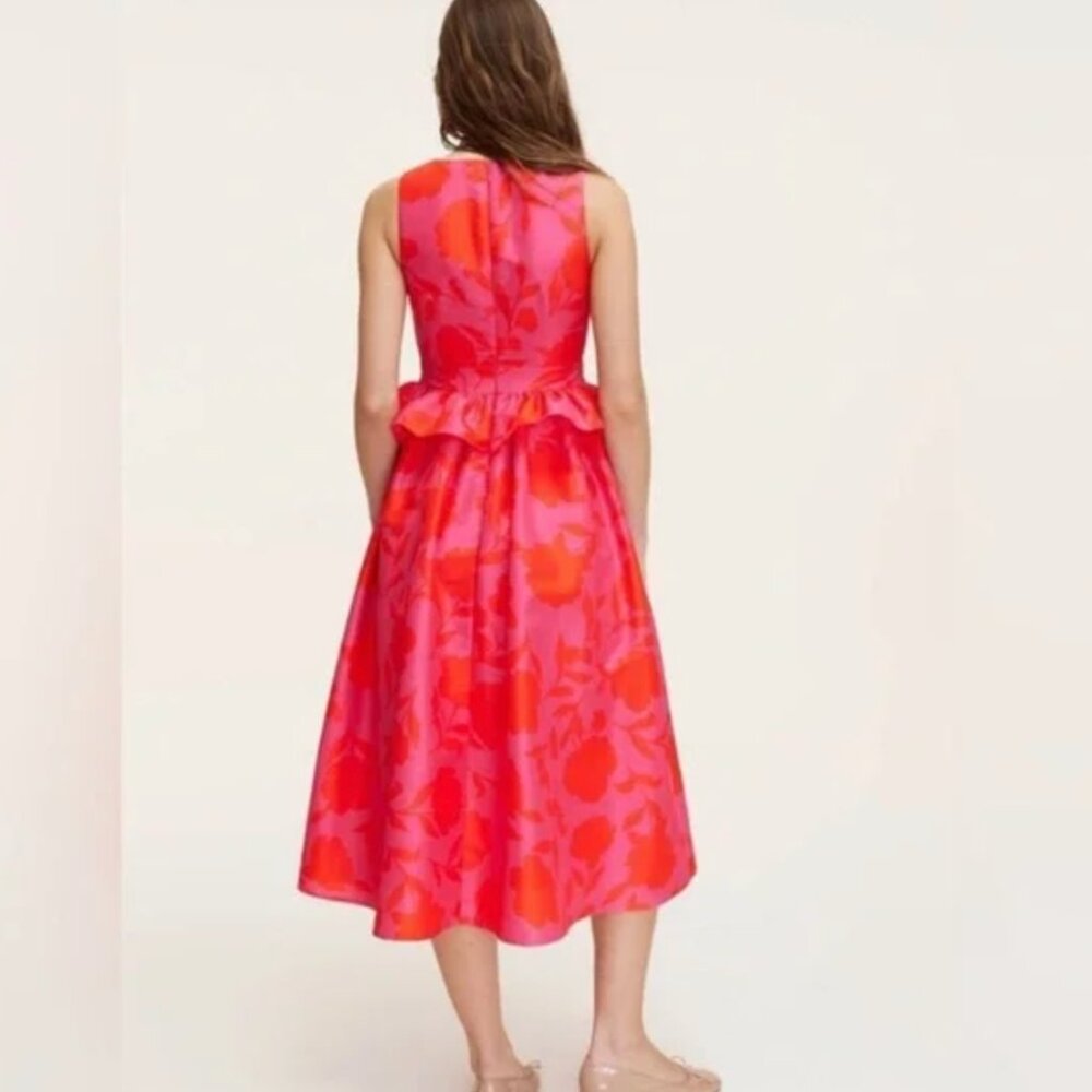 Kate Spade Pink and Orange Floral Midi Dress - Picture 3 of 9